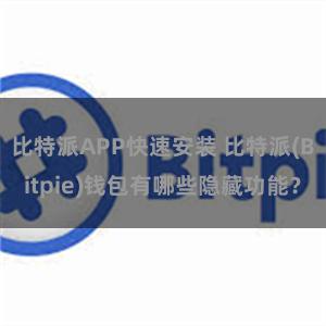 比特派APP快速安装 比特派(Bitpie)钱包有哪些隐藏功能？